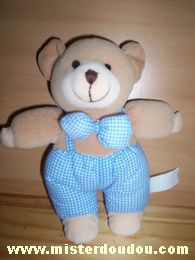 Priscilla larsen Ours Beige vichy bleu - Très bon état