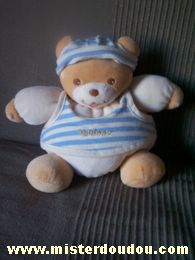 Takinou Ours Ecru beige rayé bleu - Très bon état