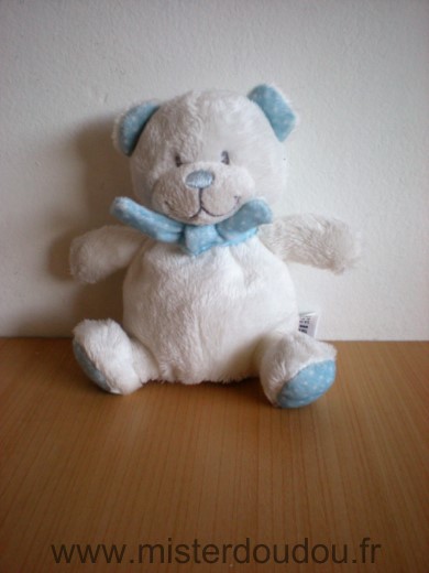 Tex Ours Blanc echarpe bleue points blanc - Très bon état