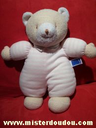 Trousselier Ours Beige et rayé rose et blanc - Bon état