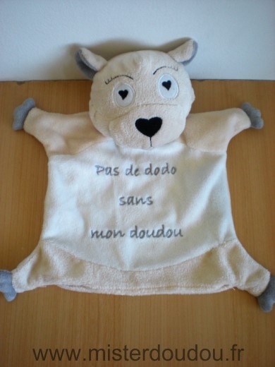 Marque Inconnue Ours Beige blanc ecosys pas de dodo sans mon doudou - Très bon état