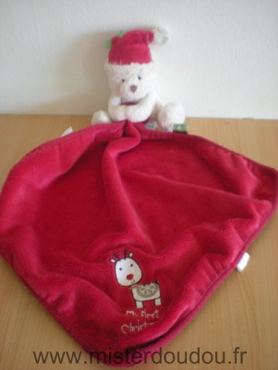 Marque Inconnue Ours Blanc mouchoir rouge my first christmas - Bon état