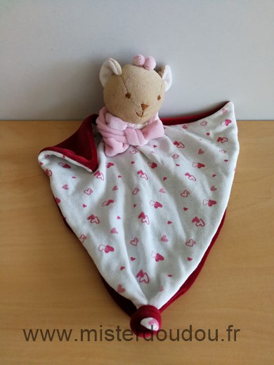 Marque Inconnue Ours Blanc rouge bordeau coeurs - Très bon état