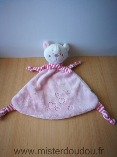 Marque Inconnue Ours Cause rose blanc echarpe rayee coeur - Très bon état