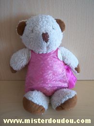 Marque Inconnue Ours Ecru robe rose - Mauvais état