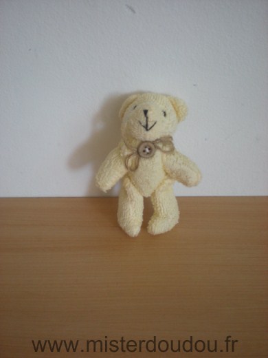 Marque Inconnue Ours Mini ours jaune avec un bouton dans le cou - Très bon état