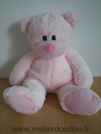 Marque Inconnue Ours Peluche douce rose billes noires pour les yeux - Très bon état