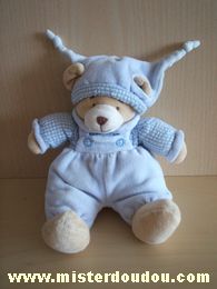 Marque Inconnue Ours Salopette bleue bonnet bleu - Etat moyen