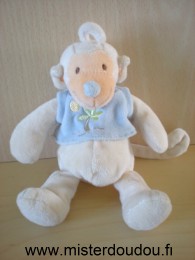 Jollybaby Singe Beige tshirt bleu palmier vert - Très bon état