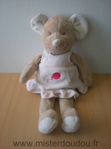 Marque Inconnue Souris Beige robe rose motif ballon - Très bon état
