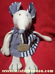 Doudou et compagnie Souris Ecru et bleu - Très bon état