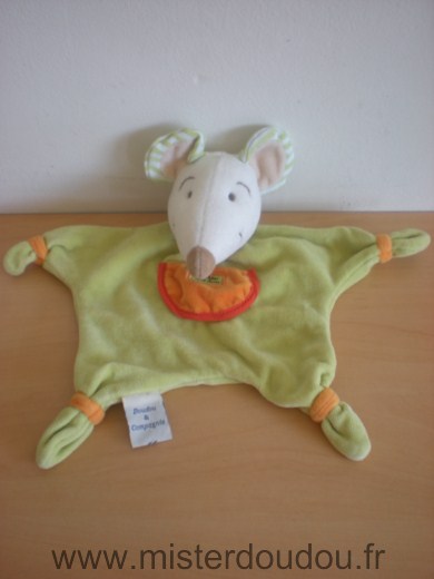 Doudou et compagnie Souris Vert orange milie doudou - Très bon état