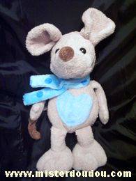 Marque Inconnue Souris Beige coeur bleu écharpe bleue - Très bon état