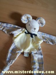 Minouche Souris Jaune carreaux blanc bleu beige - Très bon état