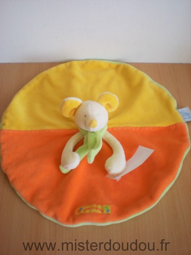 Moulin roty Souris Blanc orange jaune dessous vert - Neuf