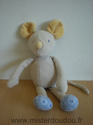 Moulin roty Souris Lise et lulu gris bleu jaune - Etat moyen