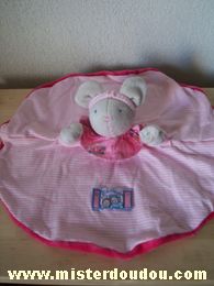 Moulin roty Souris Rayé rose blanc dessus fushia dessous - Très bon état