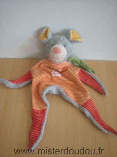 Sigikid Souris Gris et rayé jaune orange, rayé rouge orange - Très bon état