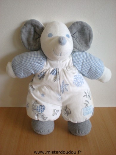 Tartine et chocolat Souris Blanc gris bleu motifs feuillages - Bon état