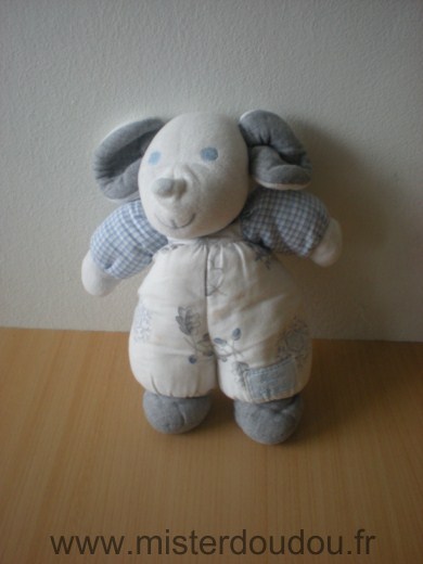 Tartine et chocolat Souris Blanc motifs feuilles, bleu, gris - Bon état
