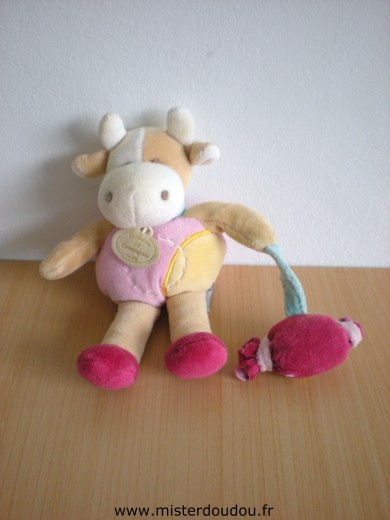 Doudou et compagnie Vache Marron rose tenant un bonbon - Très bon état
