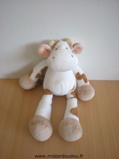 Nicotoy Vache Blanc taches marron - Très bon état