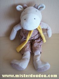 Marque Inconnue Vache Marron salopette rayée marron écharpe jaune - Mauvais état